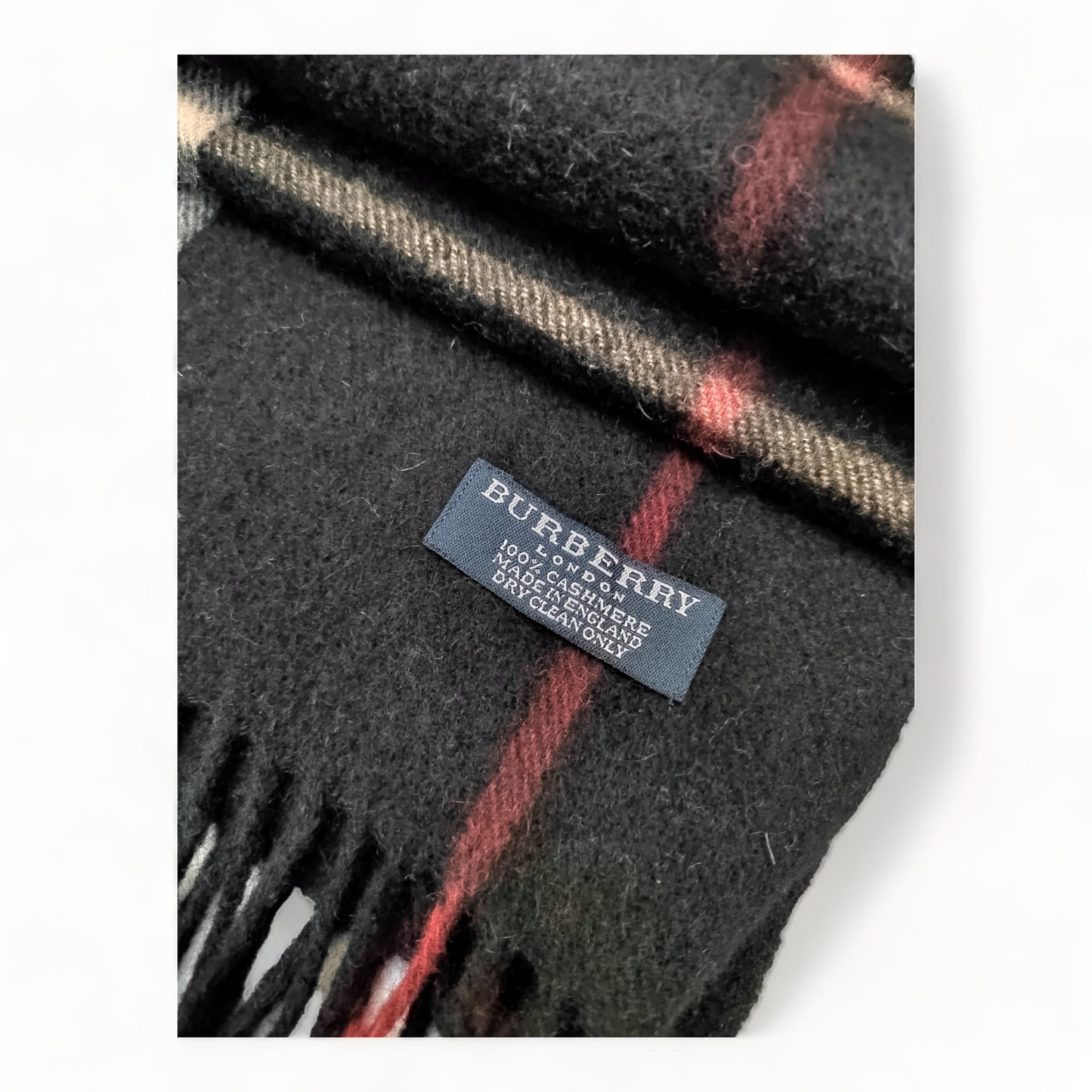 Burberry Scarf Lambswool Nova Check Black London Made In England