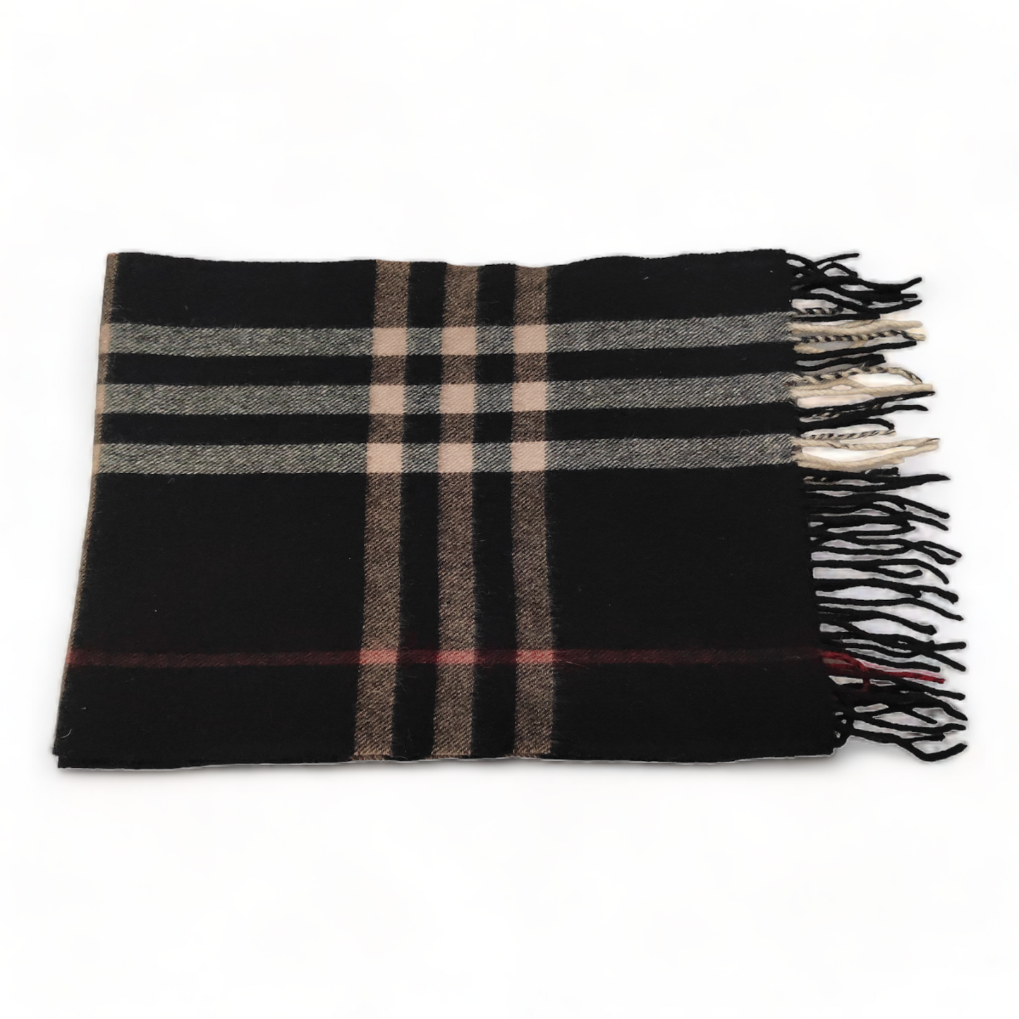 Burberry Scarf Lambswool Nova Check Black London Made In England