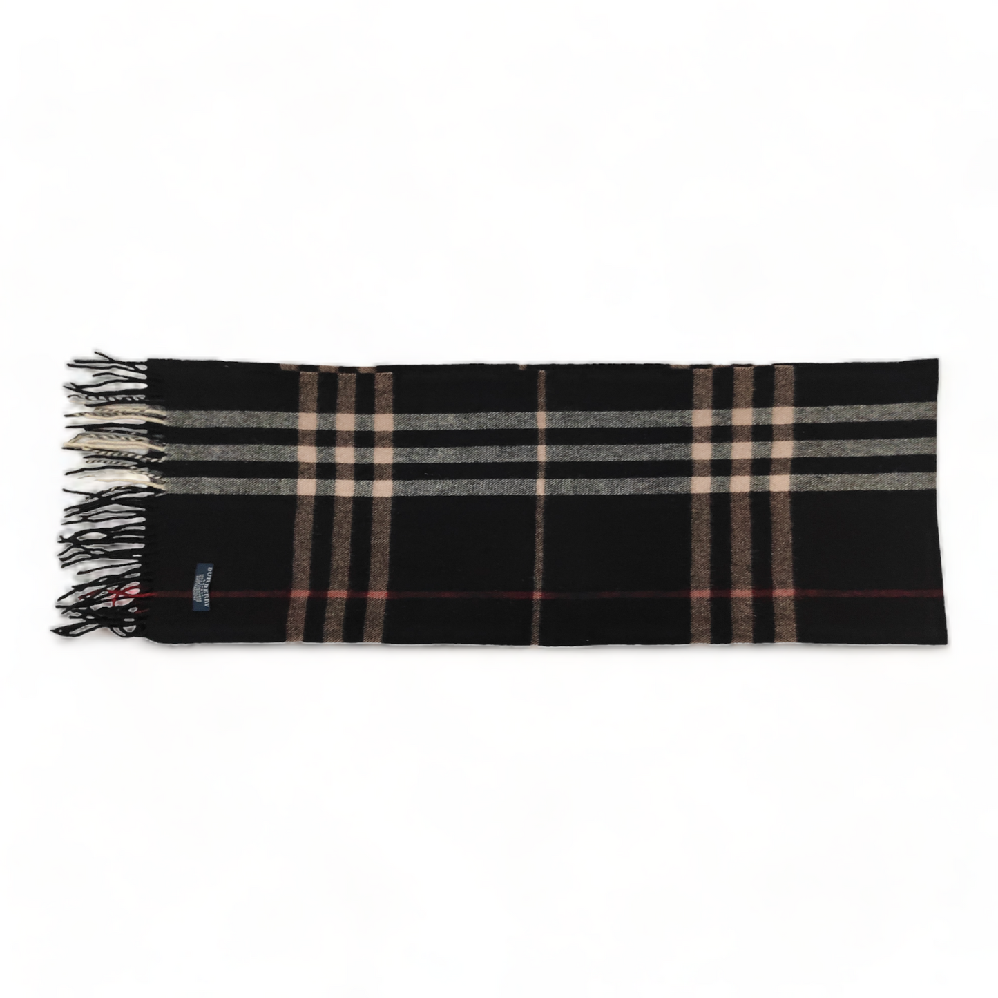 Burberry Scarf Lambswool Nova Check Black London Made In England