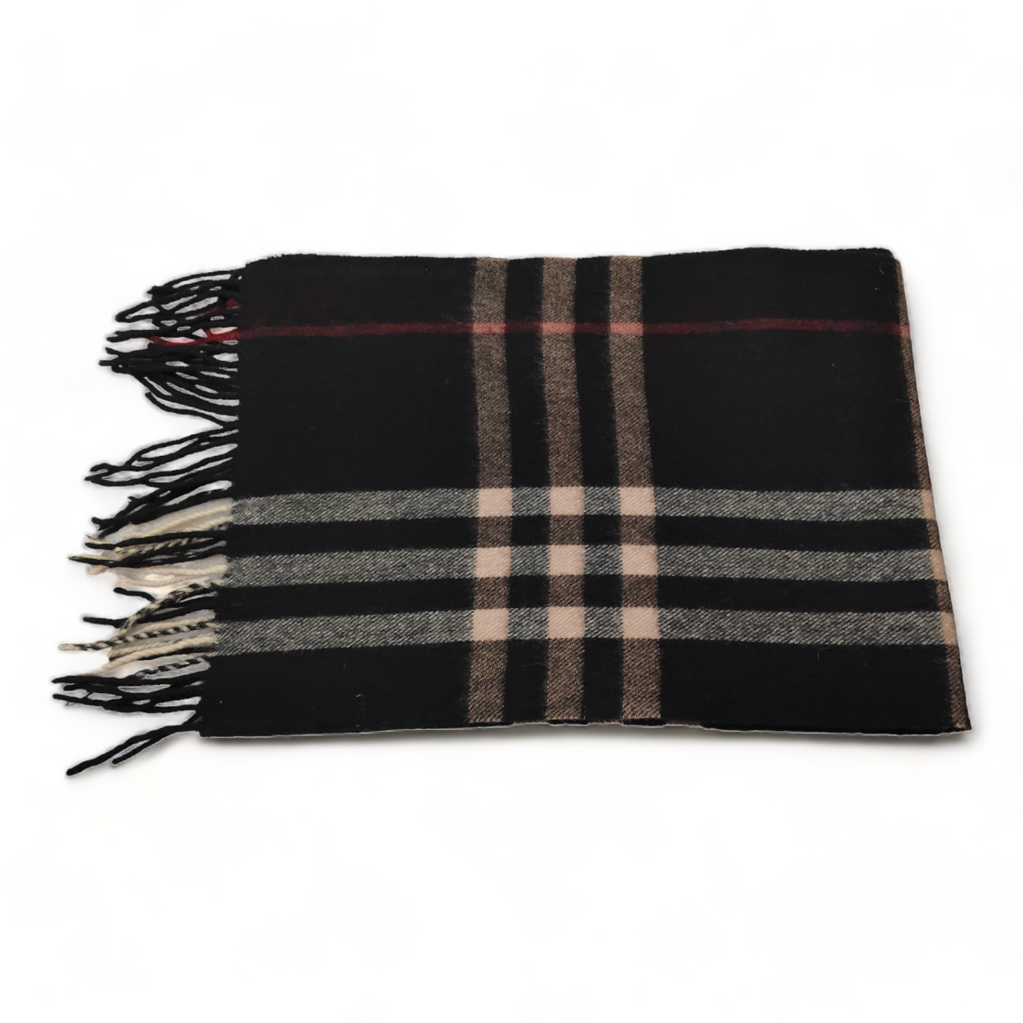 Burberry Scarf Lambswool Nova Check Black London Made In England