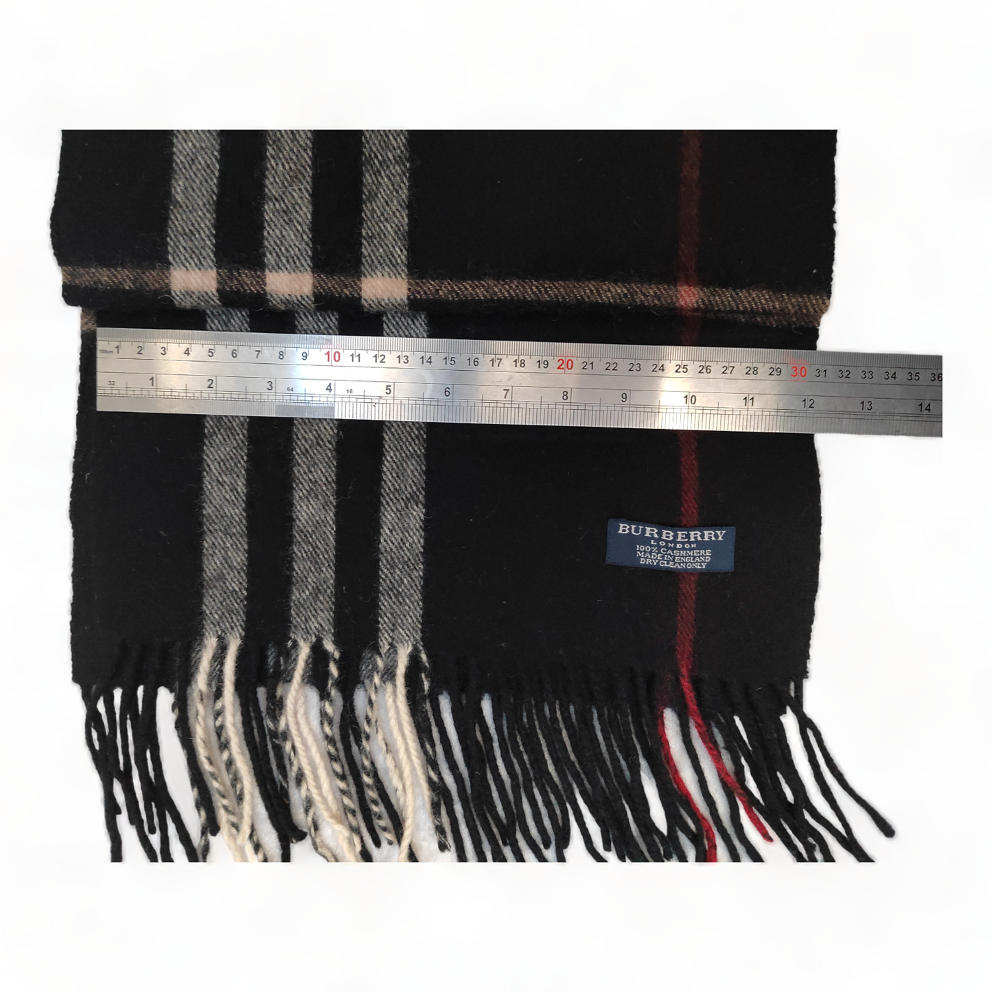 Burberry Scarf Lambswool Nova Check Black London Made In England