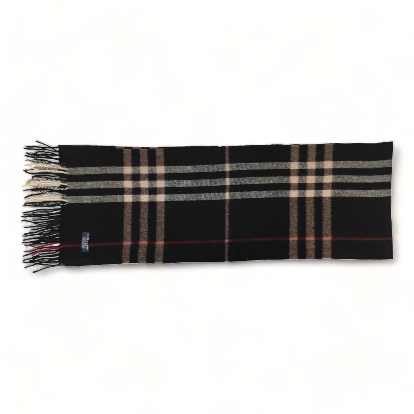 Burberry Scarf Lambswool Nova Check Black London Made In England