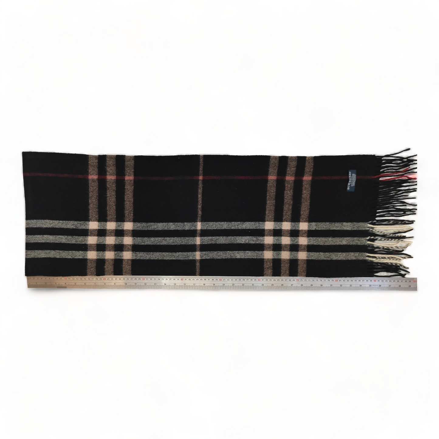 Burberry Scarf Lambswool Nova Check Black London Made In England