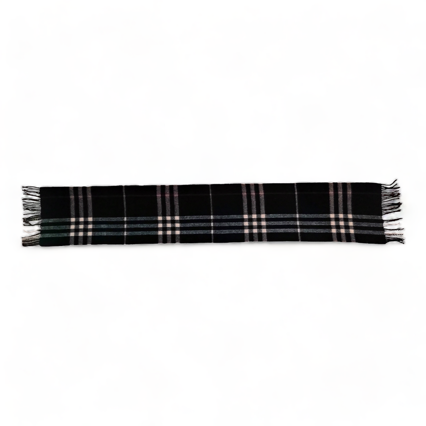 Burberry Scarf Lambswool Nova Check Black London Made In England