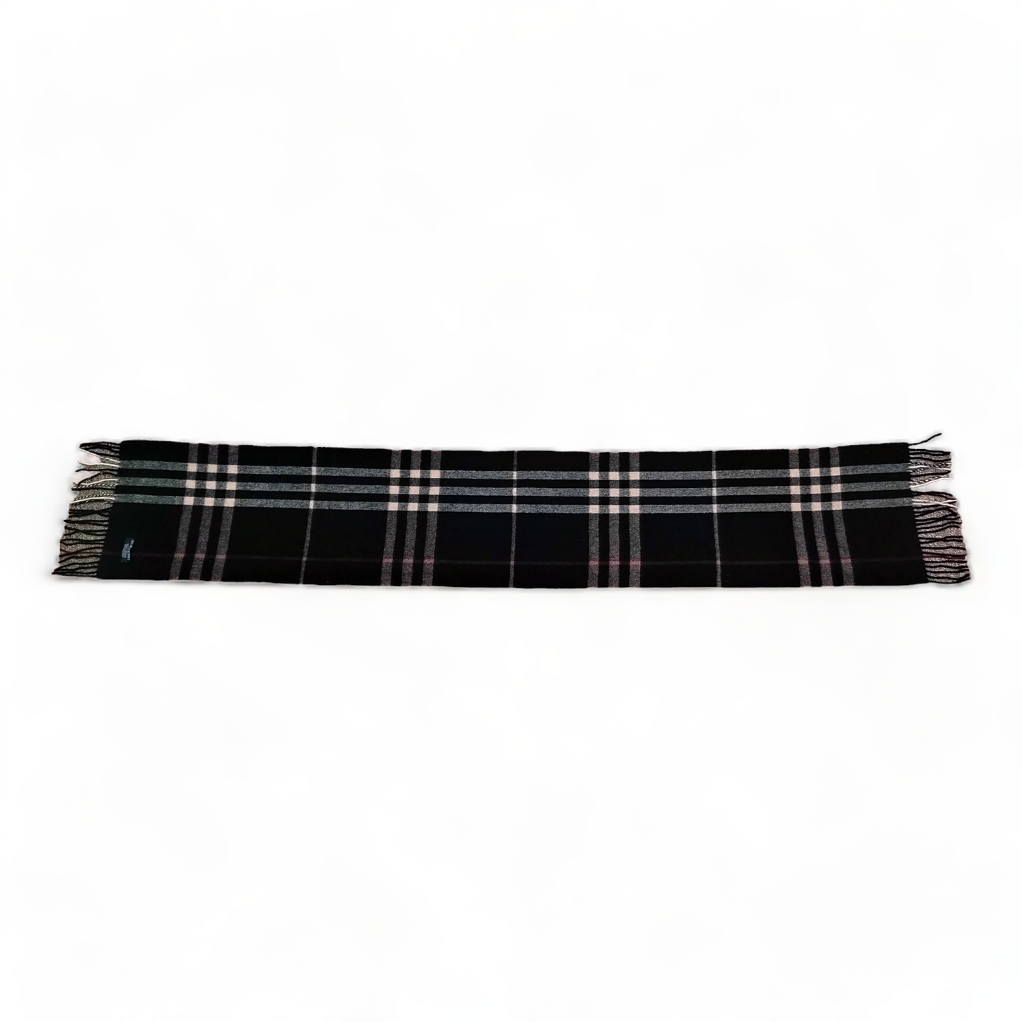 Burberry Scarf Lambswool Nova Check Black London Made In England