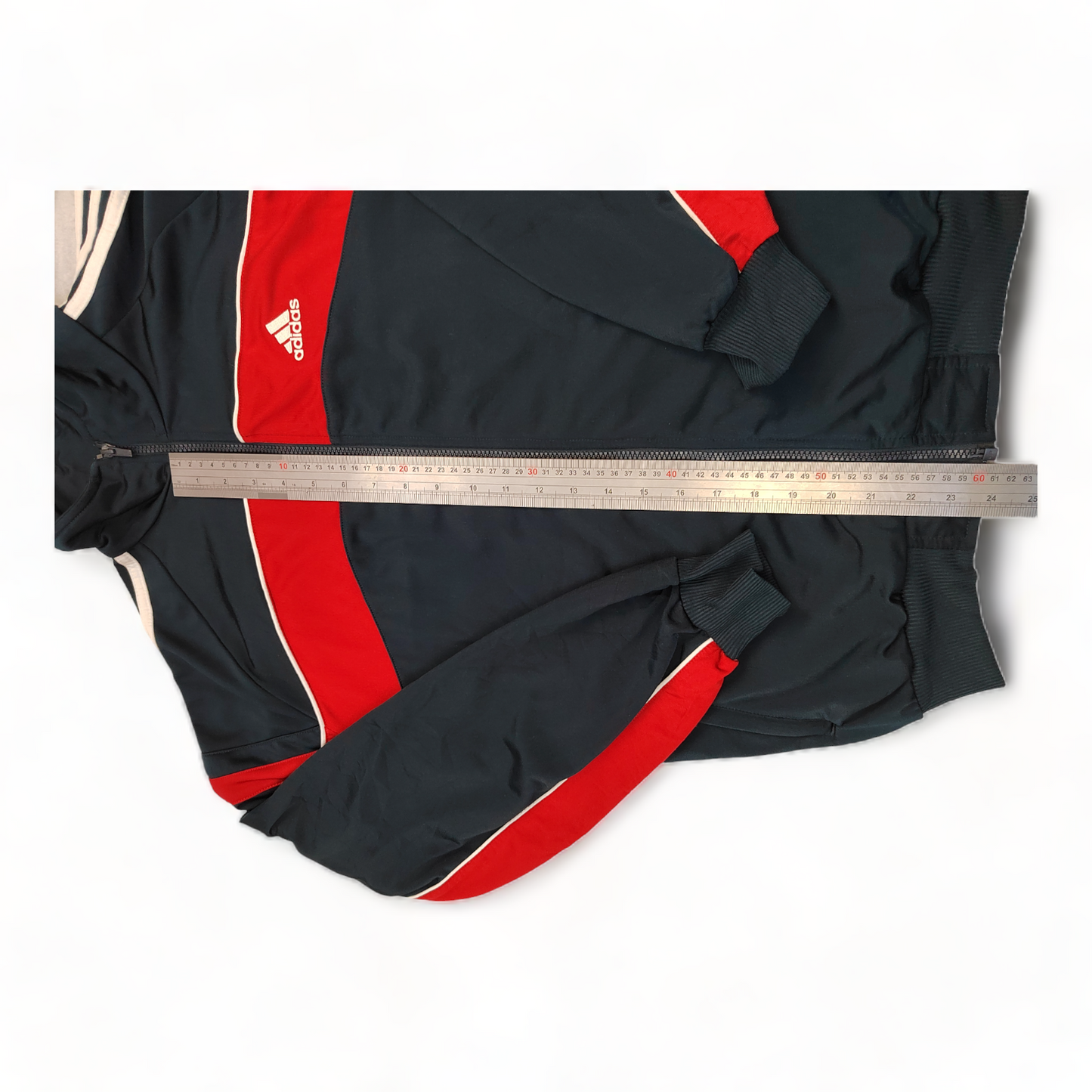 Adidas Jumper Men’s Large Black Red Zip Up Vintage