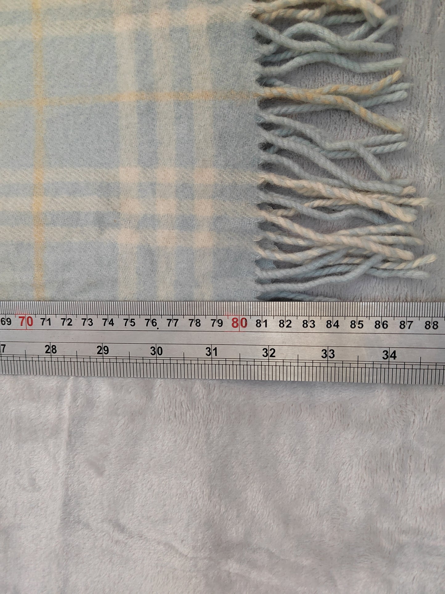 Burberry Scarf Lambswool Nova Check Light Blue London Made In England