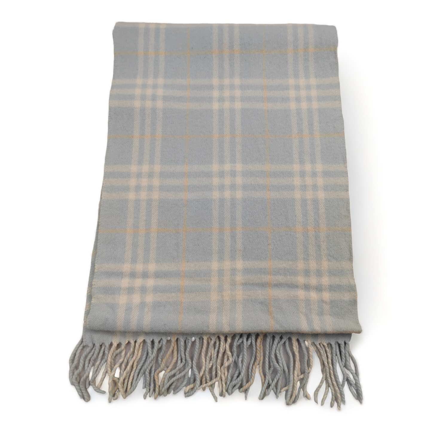 Burberry Scarf Lambswool Nova Check Light Blue London Made In England