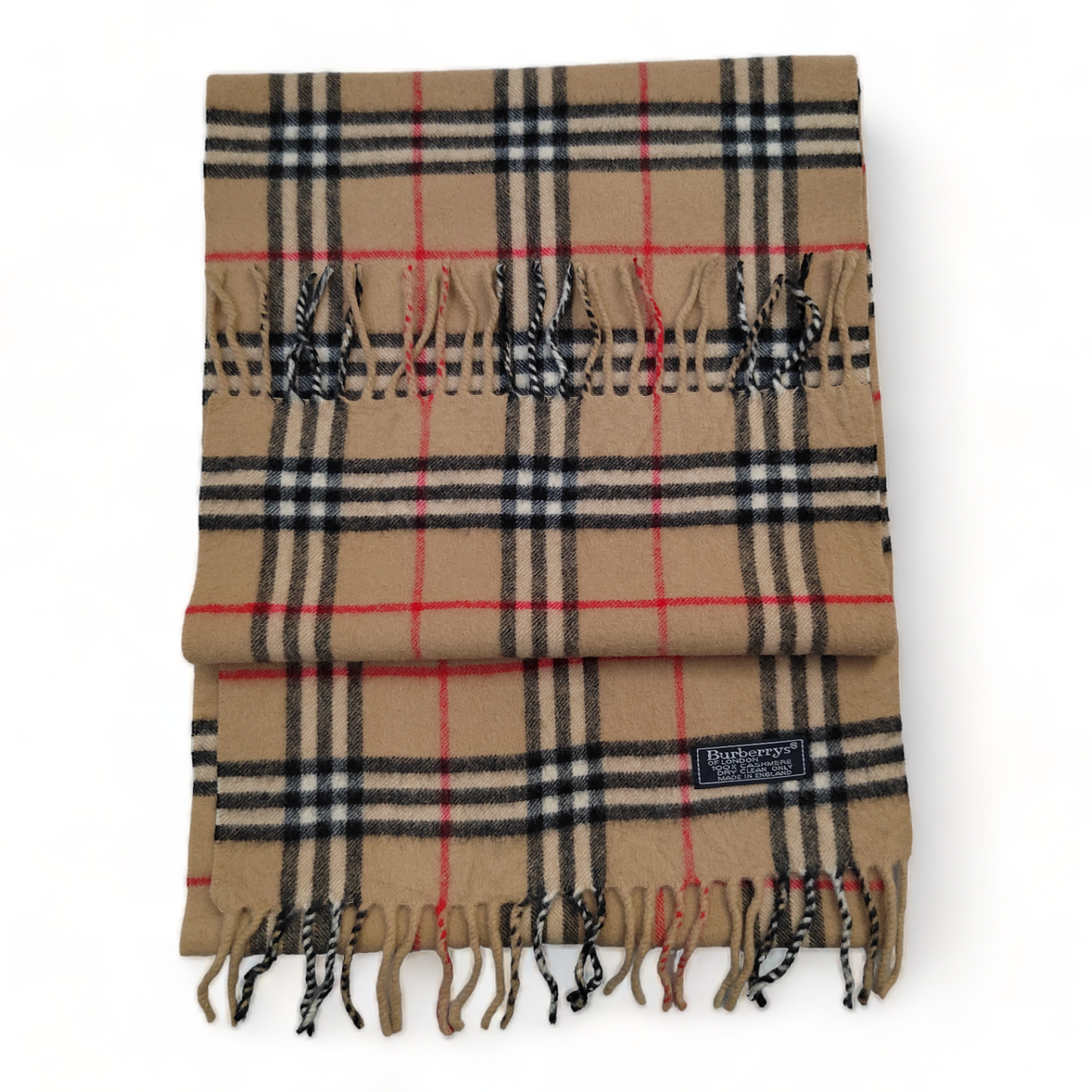 Burberry Scarf Cashmere Nova Check Beige London Made In England