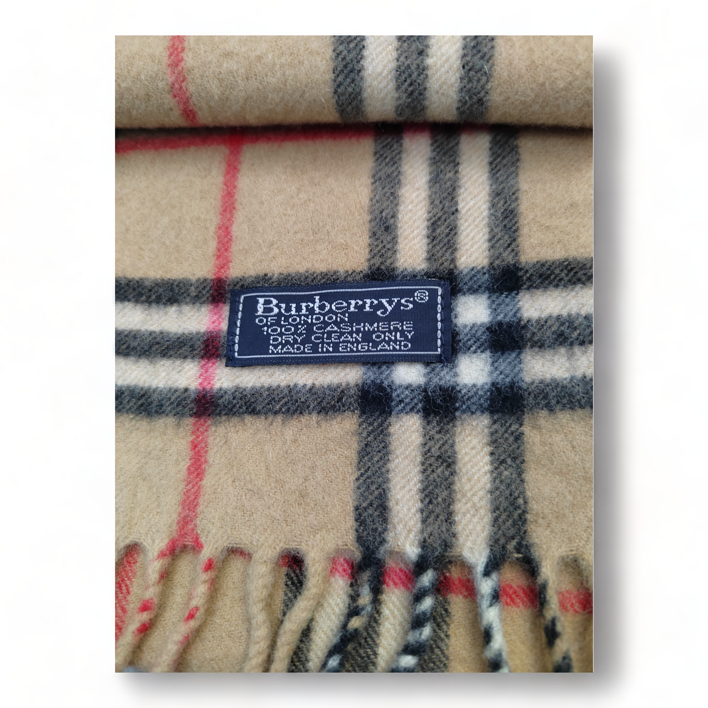 Burberry Scarf Cashmere Nova Check Beige London Made In England