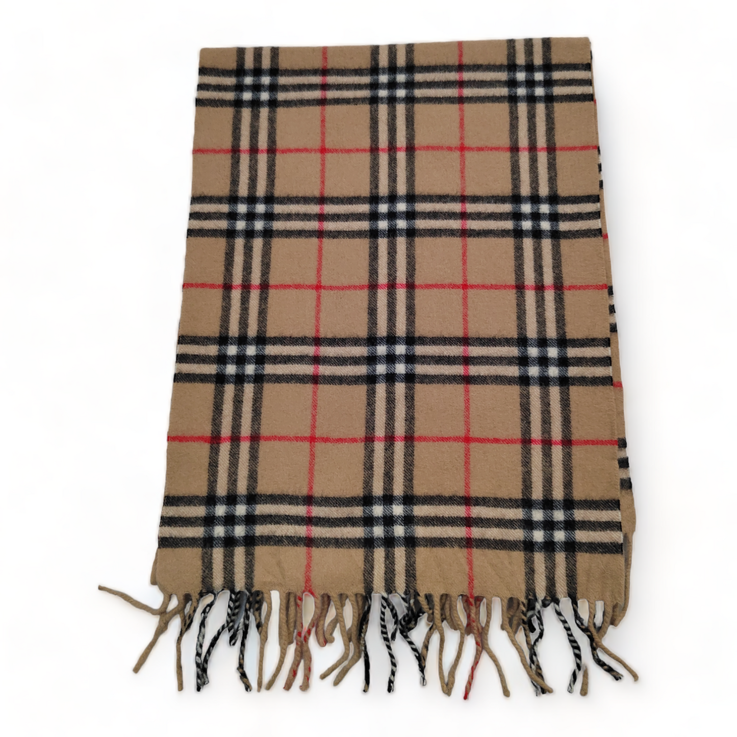 Burberry Scarf Cashmere Nova Check Beige London Made In England