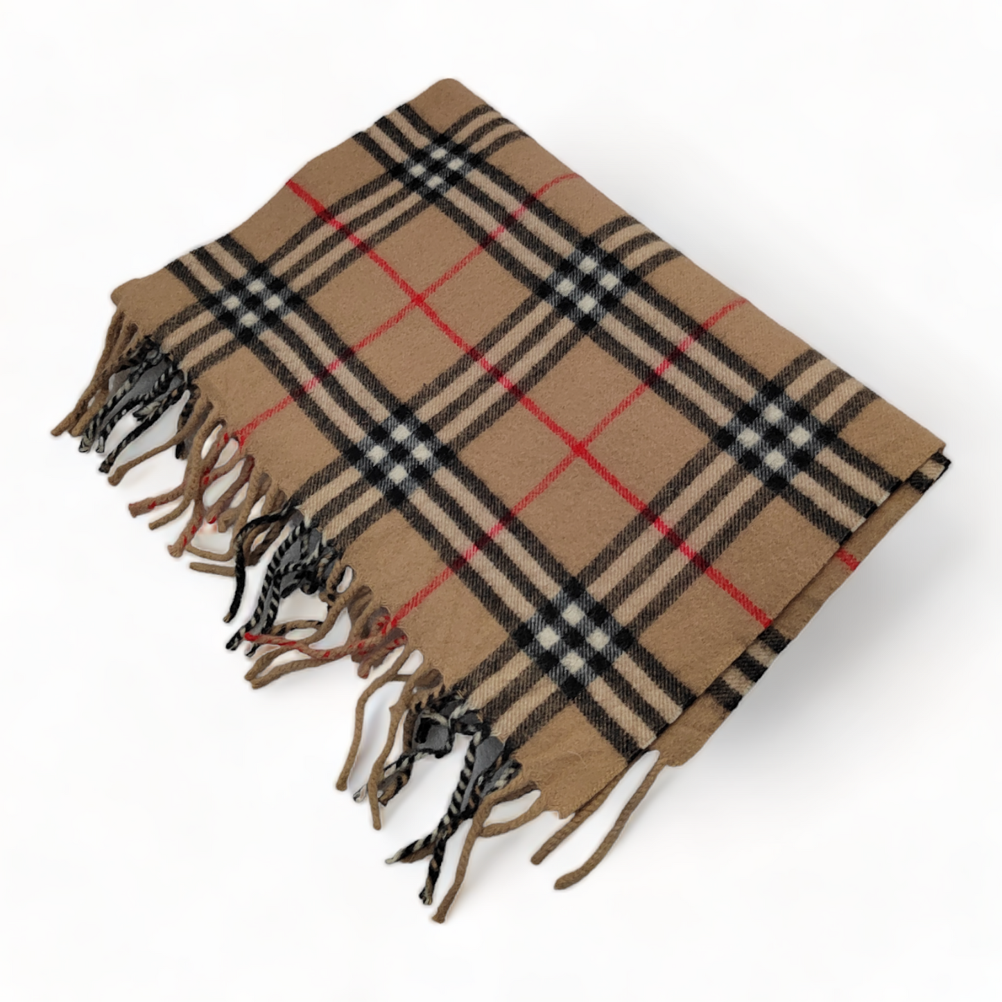 Burberry Scarf Cashmere Nova Check Beige London Made In England