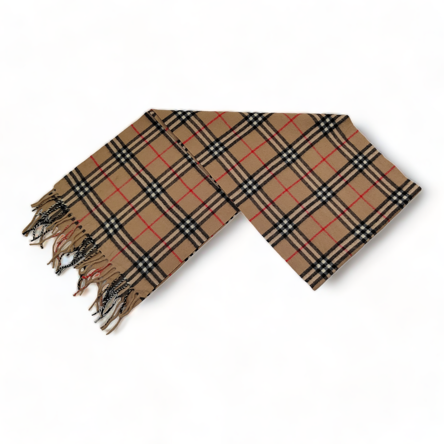 Burberry Scarf Cashmere Nova Check Beige London Made In England