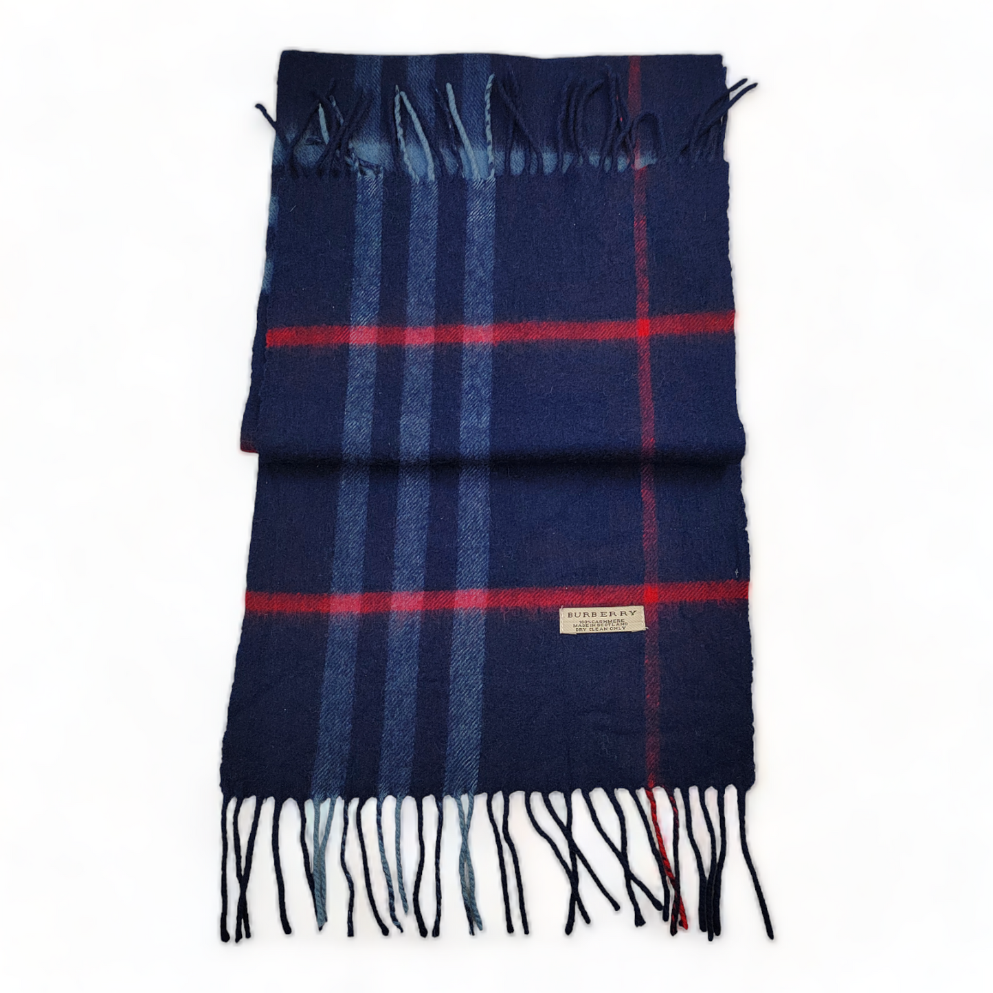 Burberry Scarf Cashmere Nova Check Blue London Made In Scotland