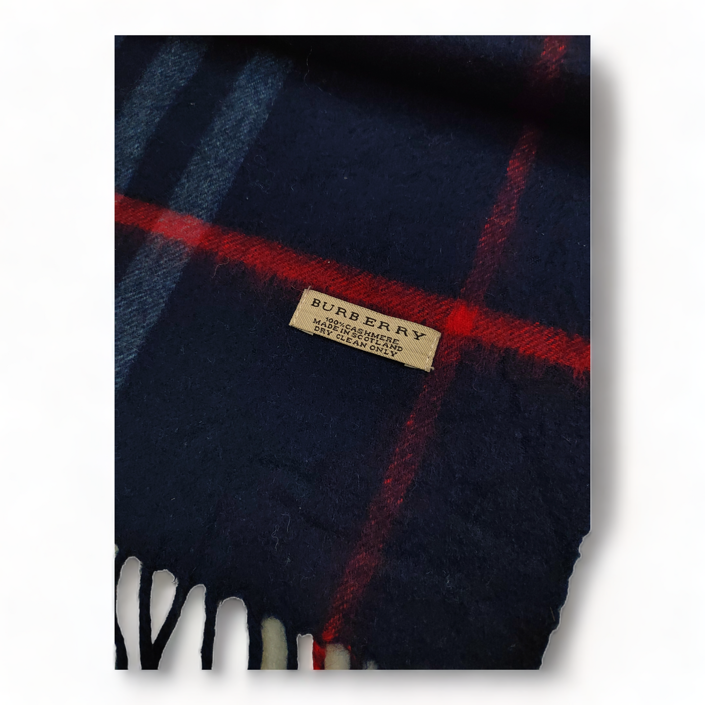 Burberry Scarf Cashmere Nova Check Blue London Made In Scotland