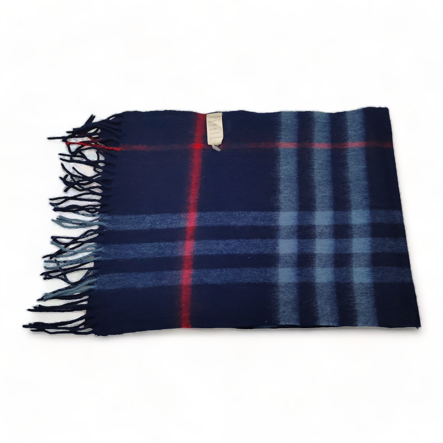 Burberry Scarf Cashmere Nova Check Blue London Made In Scotland