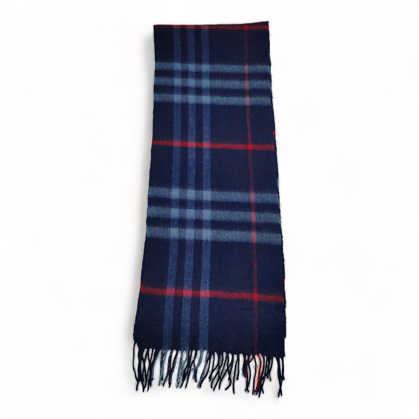 Burberry Scarf Cashmere Nova Check Blue London Made In Scotland