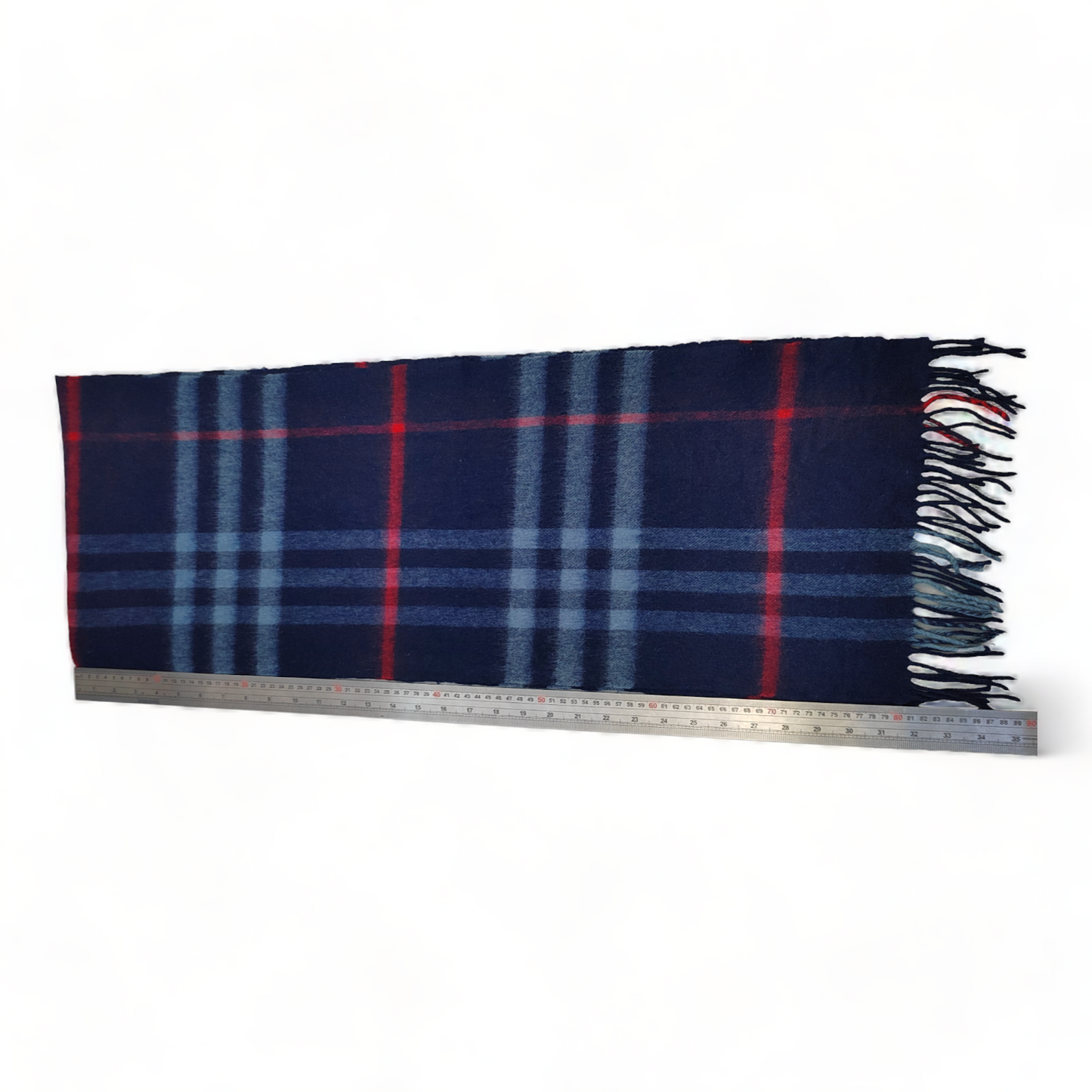 Burberry Scarf Cashmere Nova Check Blue London Made In Scotland