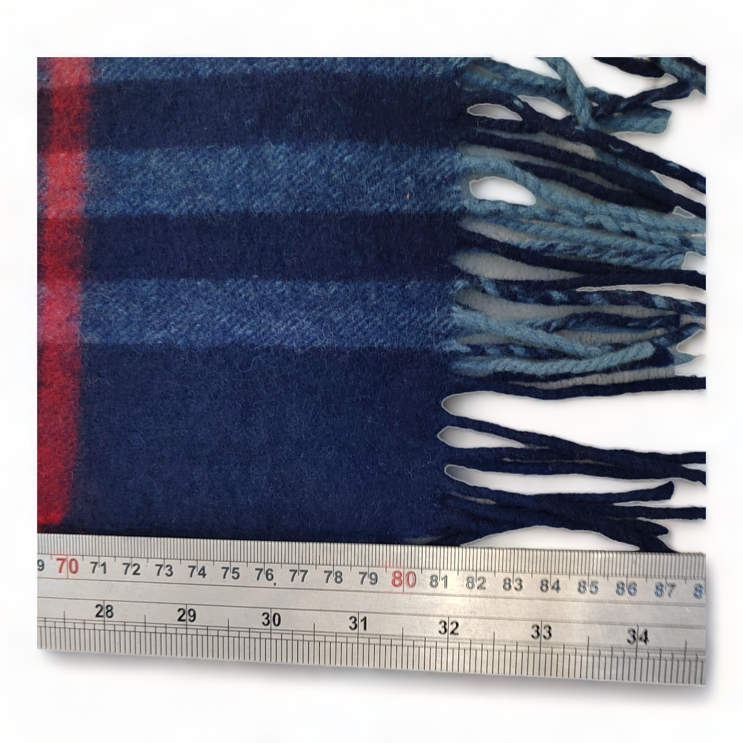 Burberry Scarf Cashmere Nova Check Blue London Made In Scotland