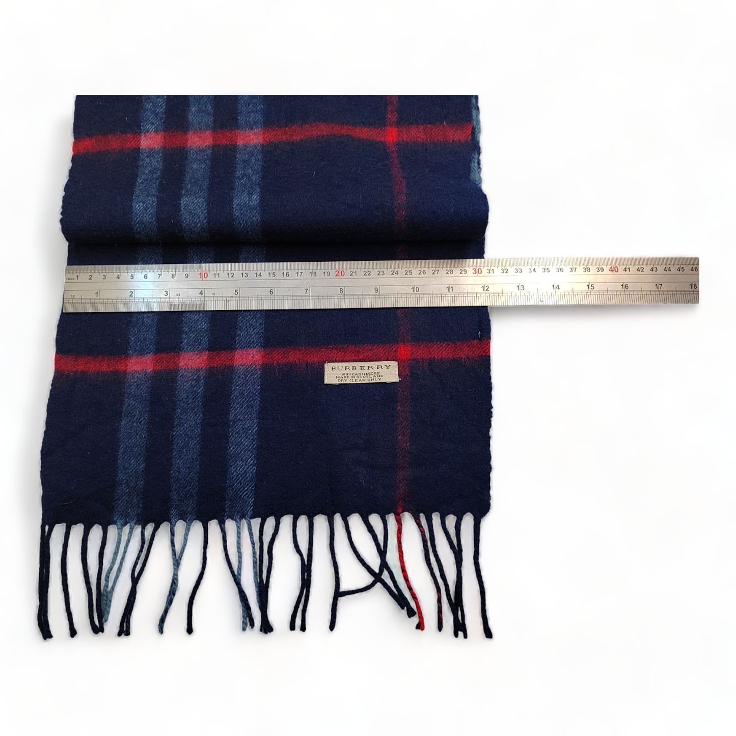 Burberry Scarf Cashmere Nova Check Blue London Made In Scotland