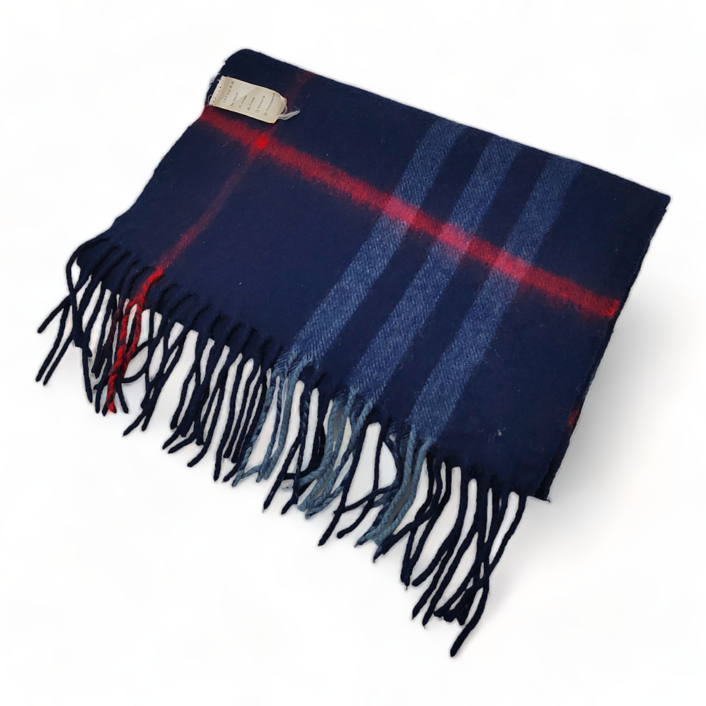 Burberry Scarf Cashmere Nova Check Blue London Made In Scotland