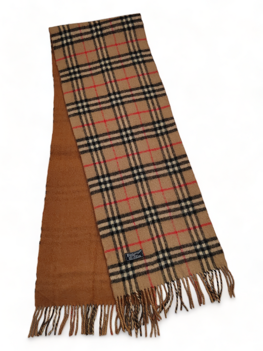 Burberrys vintage Scarf Classic Nova Check Lambswool Beige colour Unisex Made in England