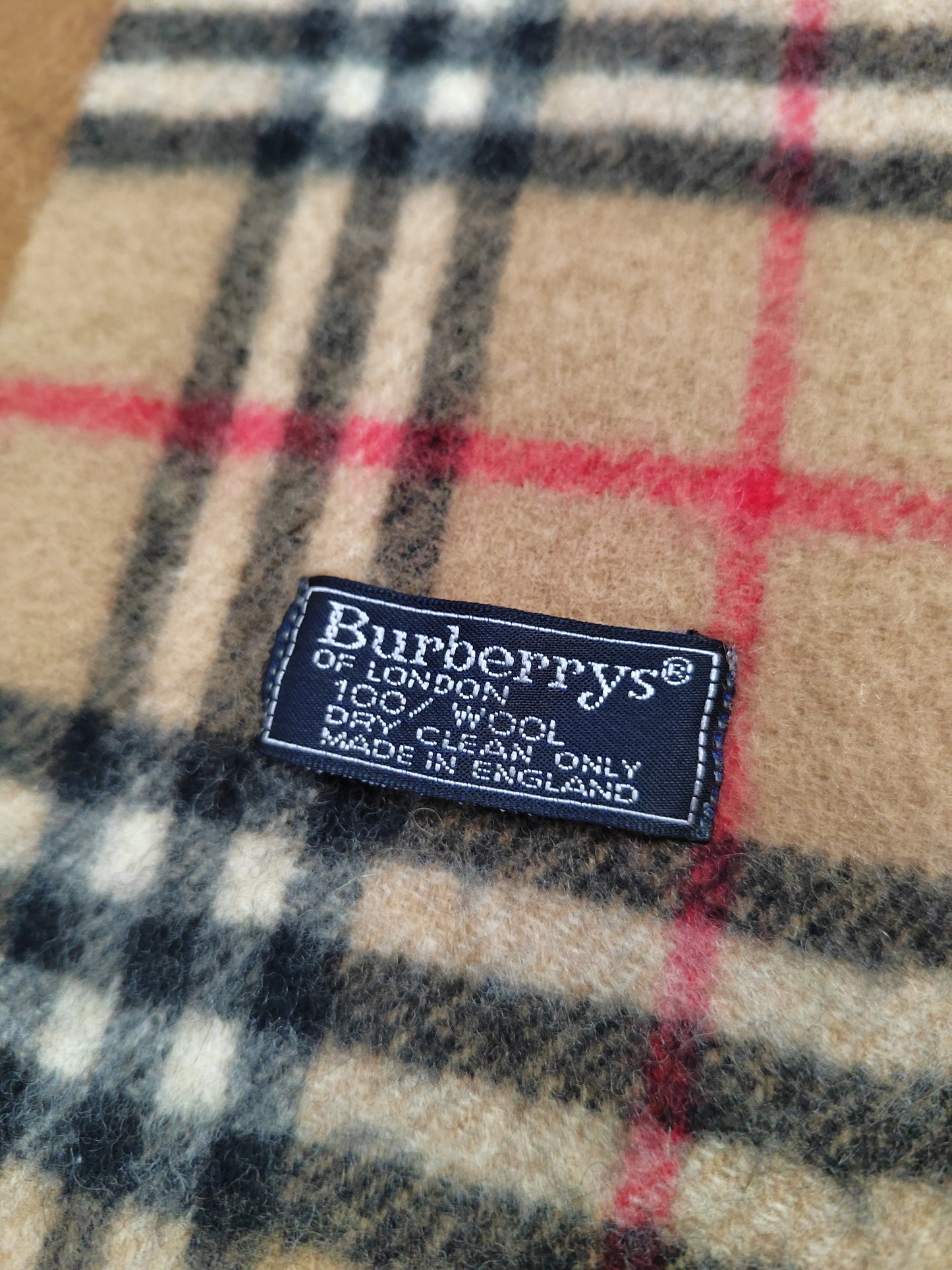 Burberrys vintage Scarf Classic Nova Check Lambswool Beige colour Unisex Made in England