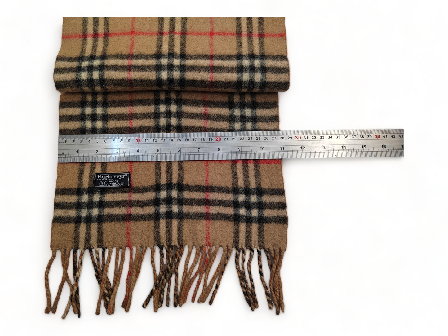 Burberrys vintage Scarf Classic Nova Check Lambswool Beige colour Unisex Made in England