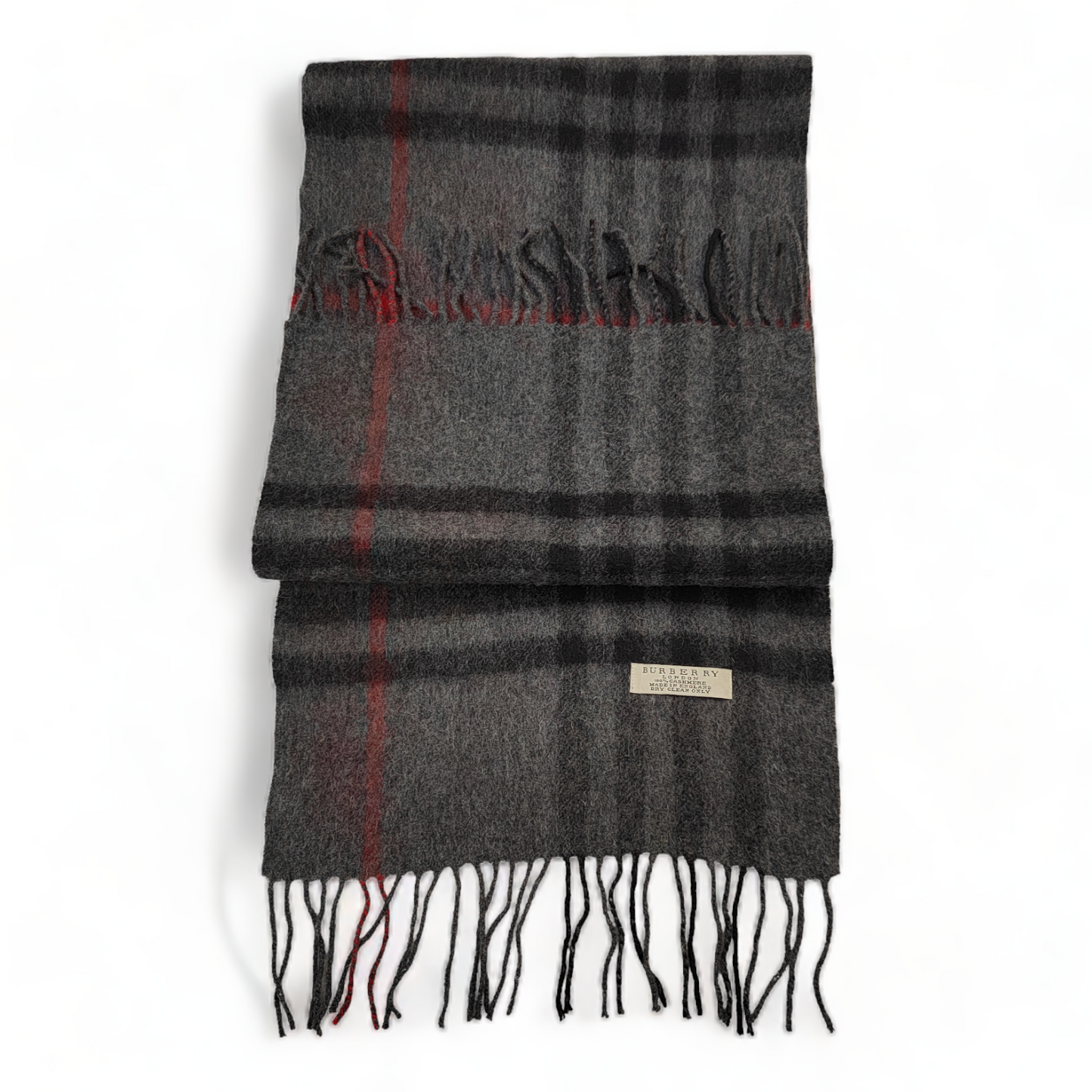 Burberry Scarf Cashmere Nova Check Grey London Made In England