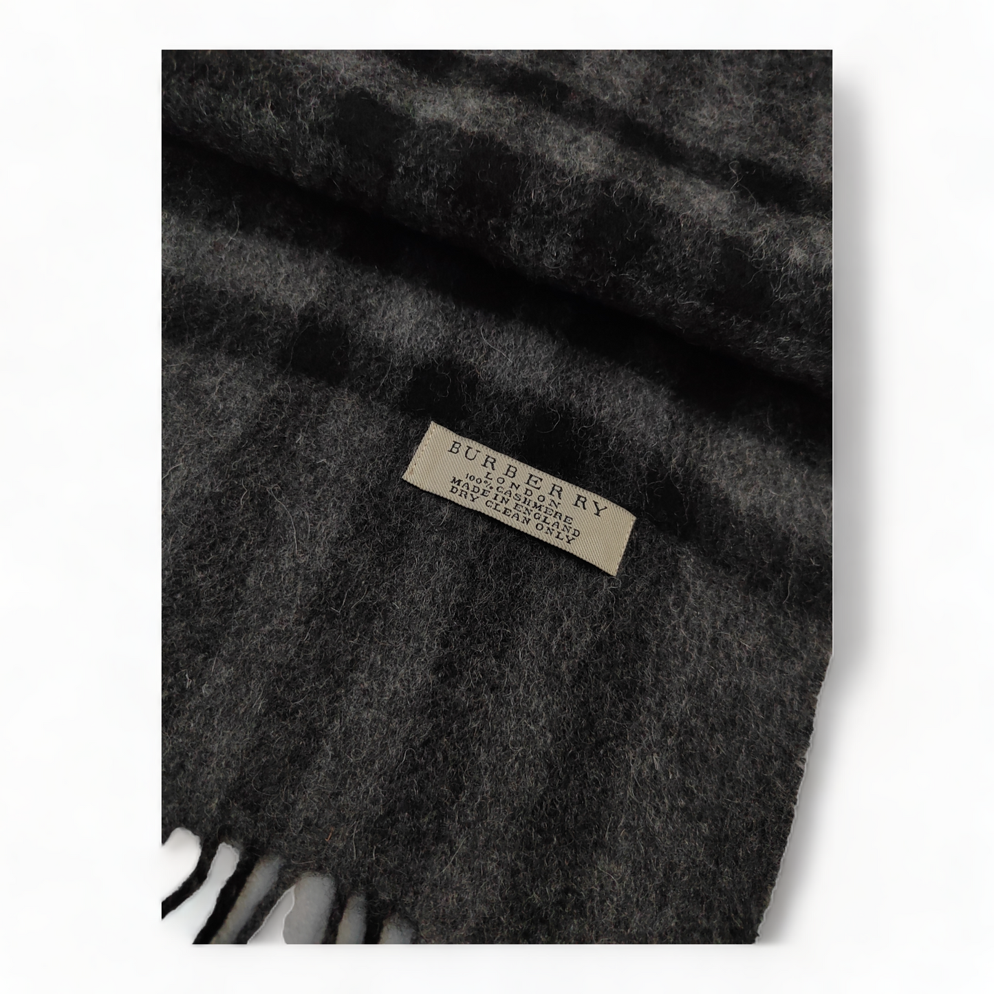 Burberry Scarf Cashmere Nova Check Grey London Made In England