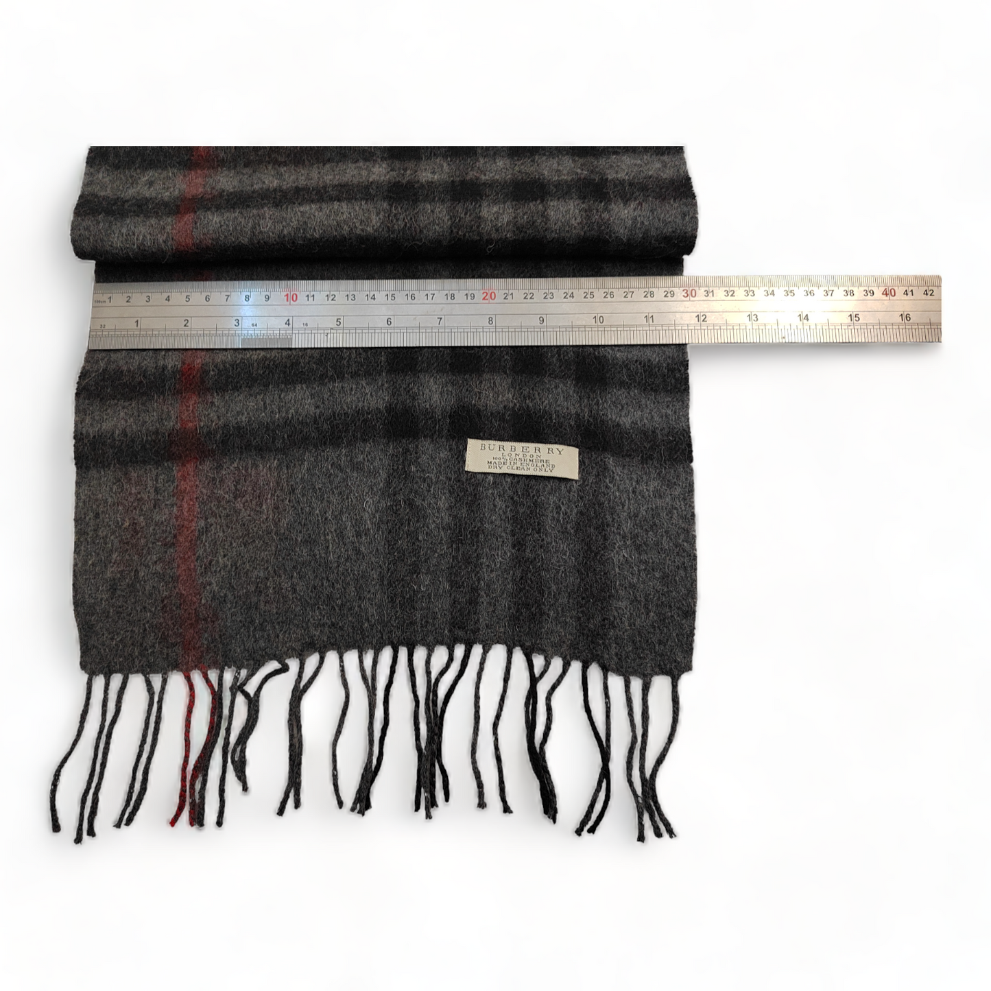 Burberry Scarf Cashmere Nova Check Grey London Made In England