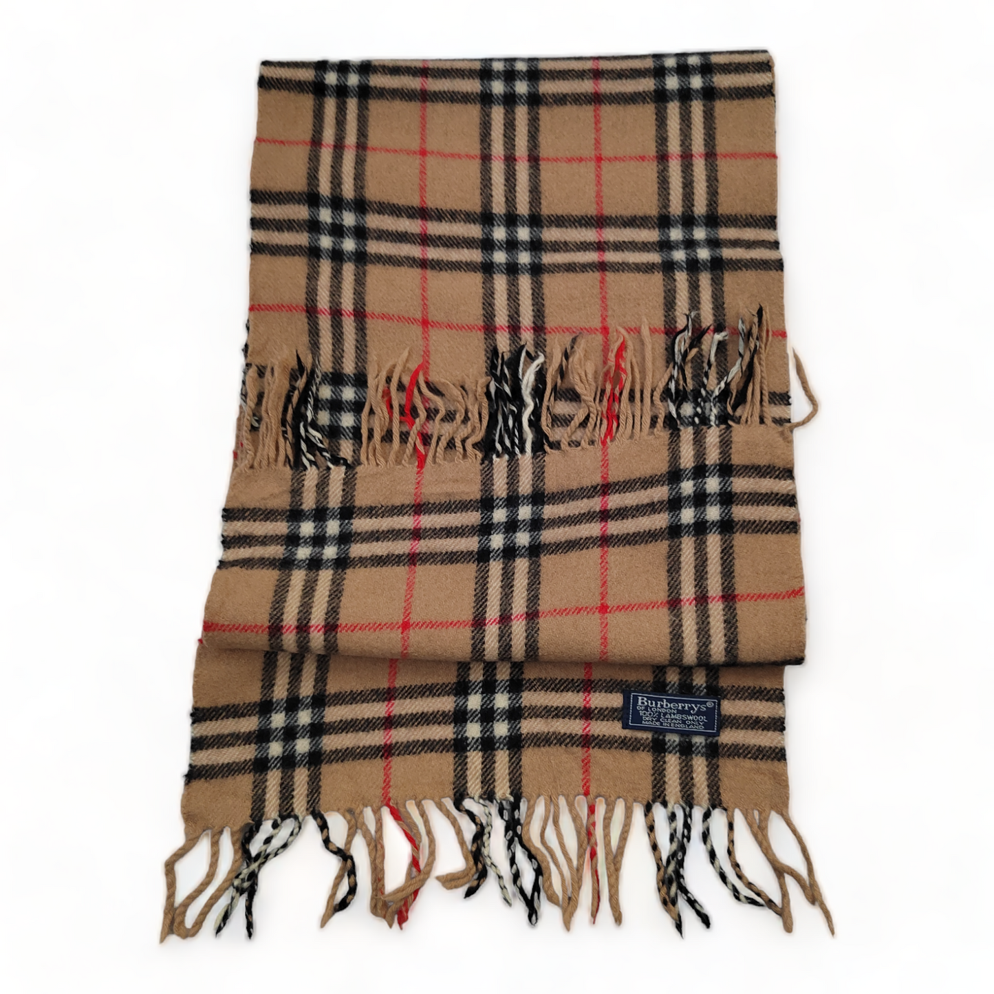 Burberry Scarf Lambswool Nova Check Beige London Made In England