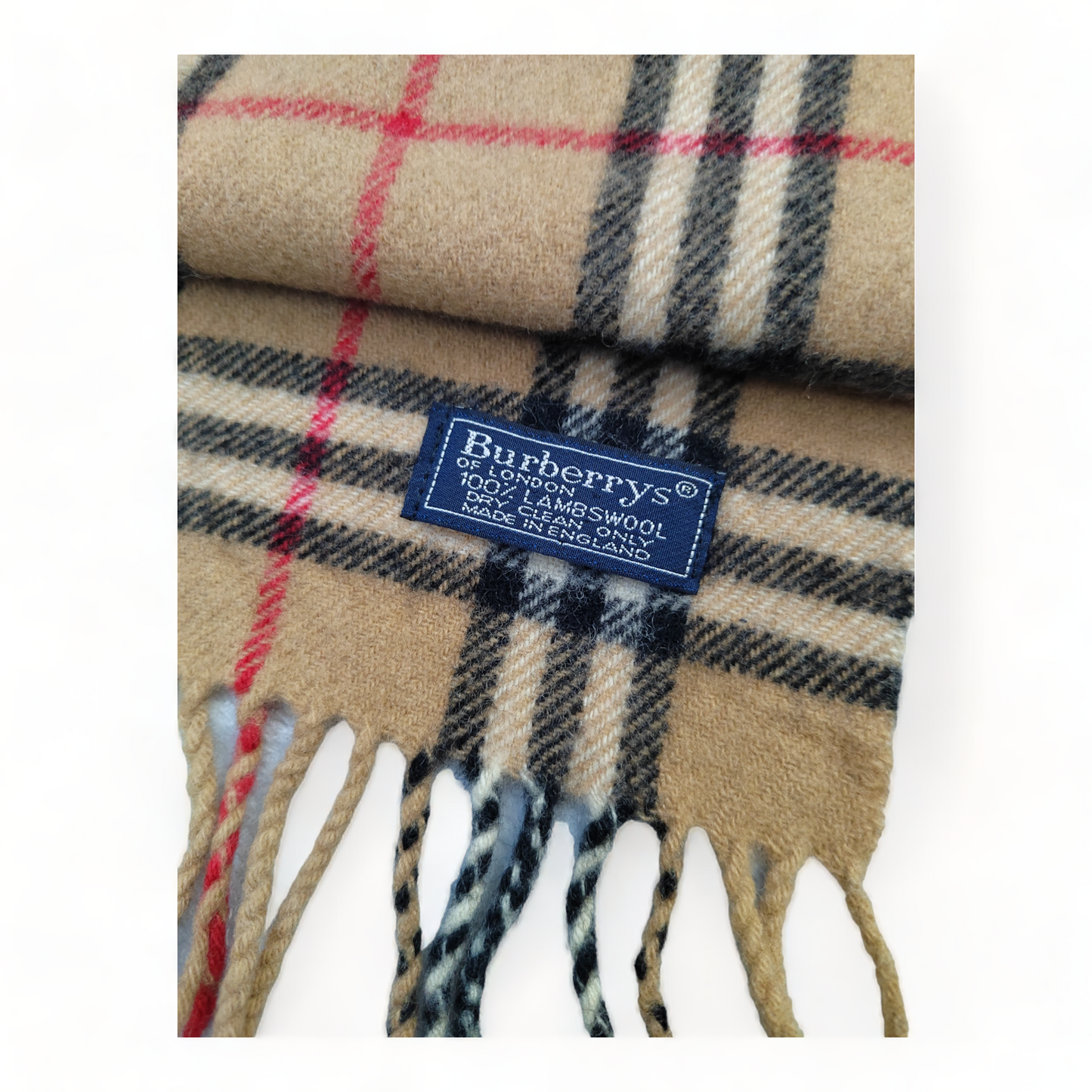 Burberry Scarf Lambswool Nova Check Beige London Made In England