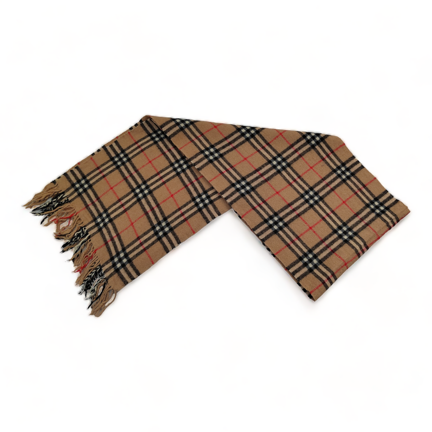 Burberry Scarf Lambswool Nova Check Beige London Made In England