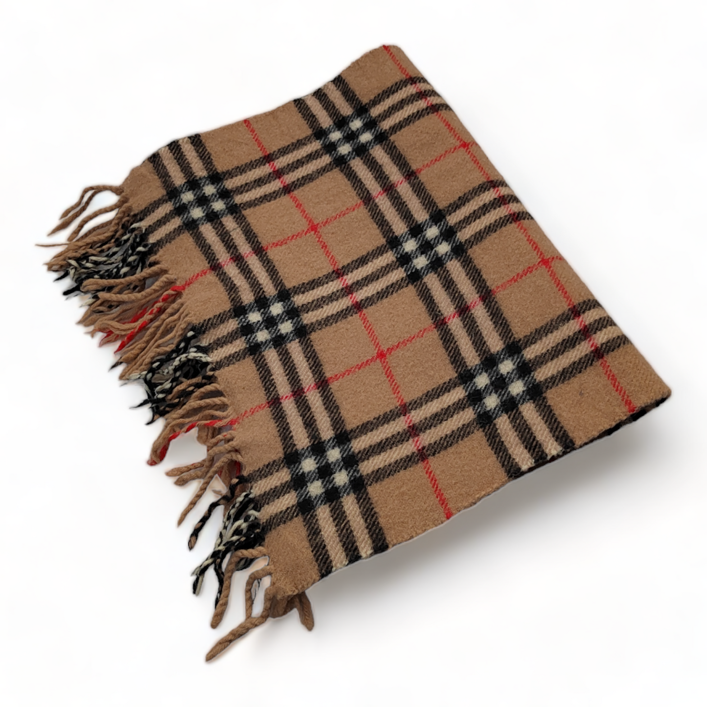 Burberry Scarf Lambswool Nova Check Beige London Made In England