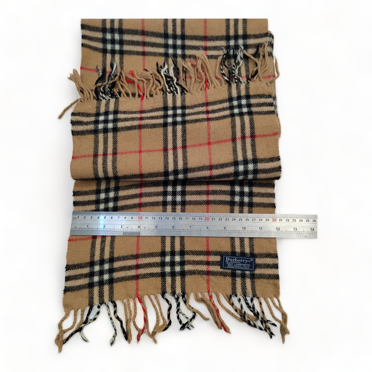 Burberry Scarf Lambswool Nova Check Beige London Made In England