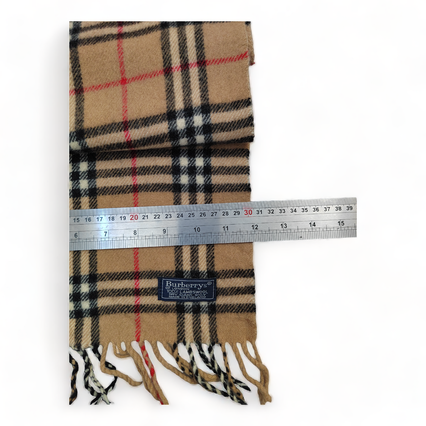 Burberry Scarf Lambswool Nova Check Beige London Made In England