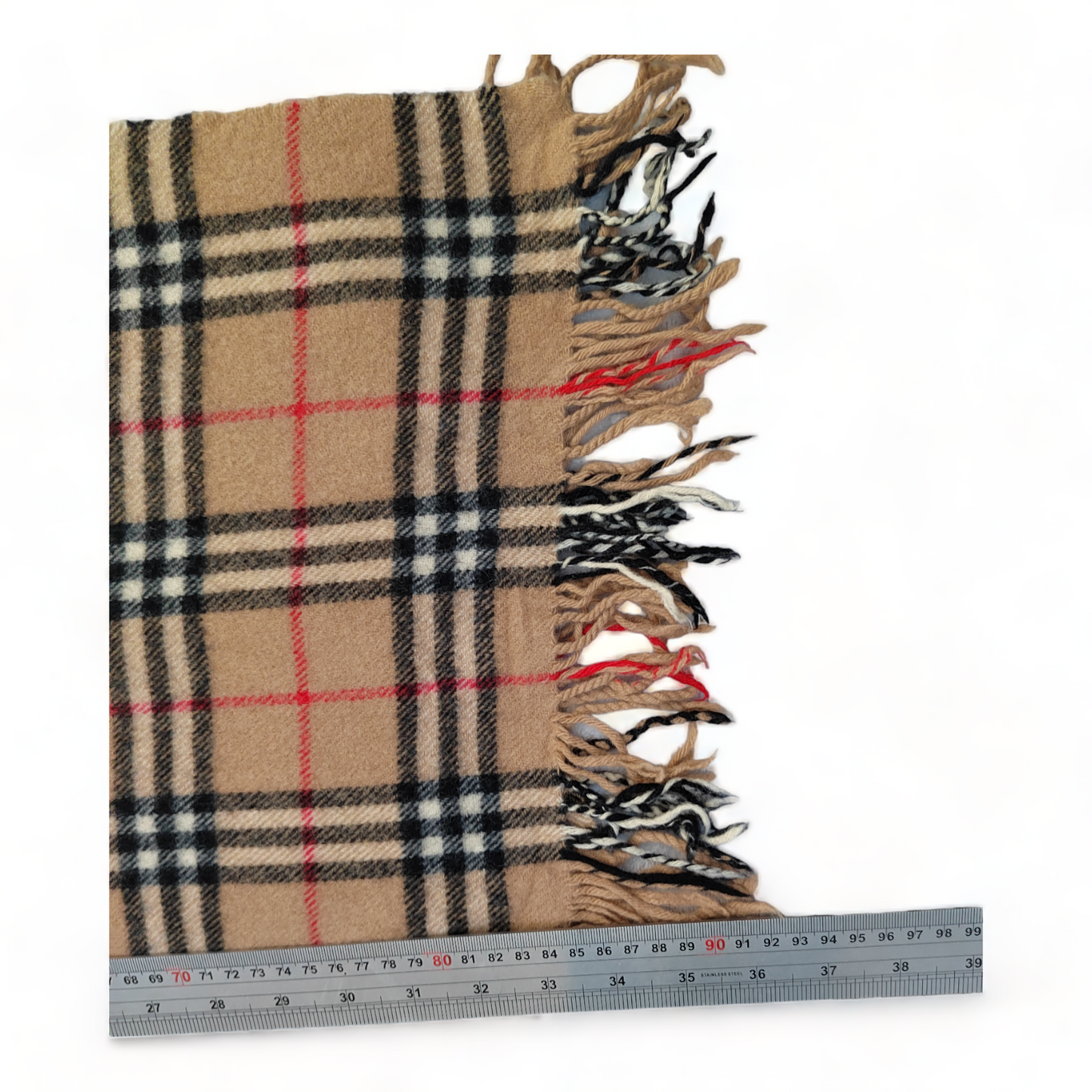 Burberry Scarf Lambswool Nova Check Beige London Made In England