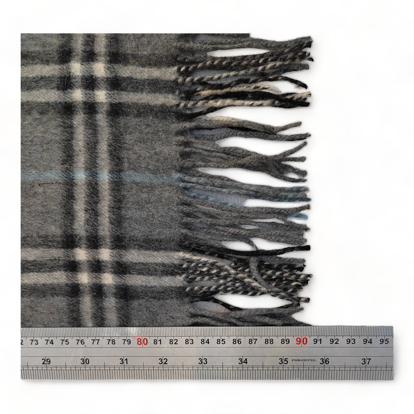 Burberry Scarf Cashmere Nova Check Grey Blue London Made In England