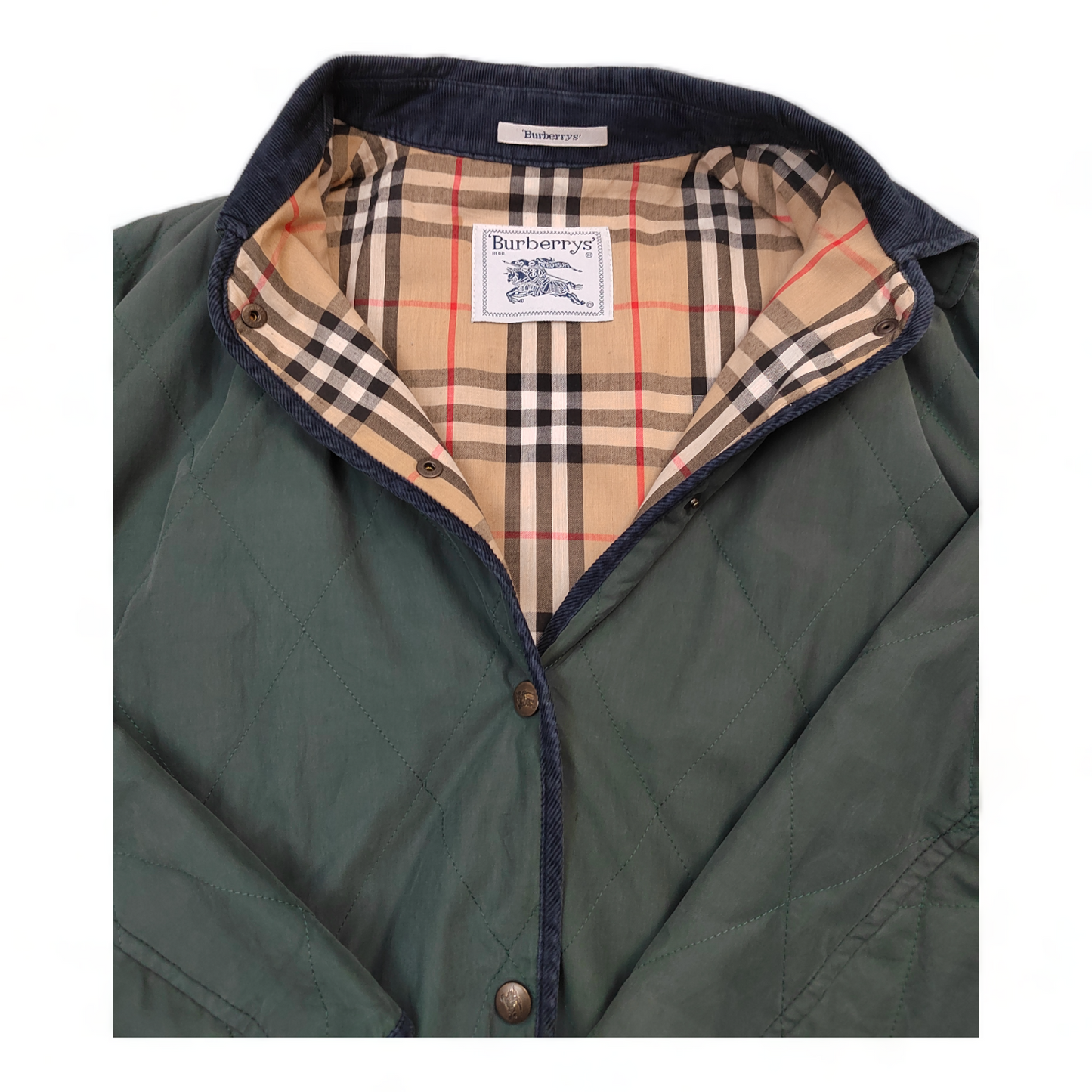 Burberry Quilted Jacket Men’s XL Green Button Up Nova Check