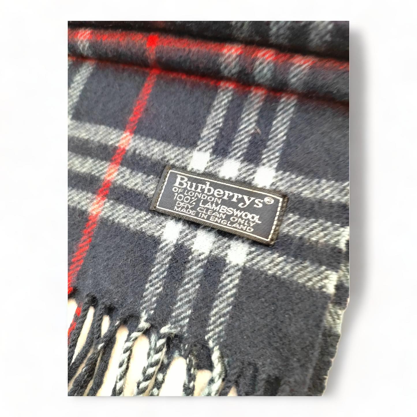 Burberry Scarf Lambswool Nova Check Blue London Made In England