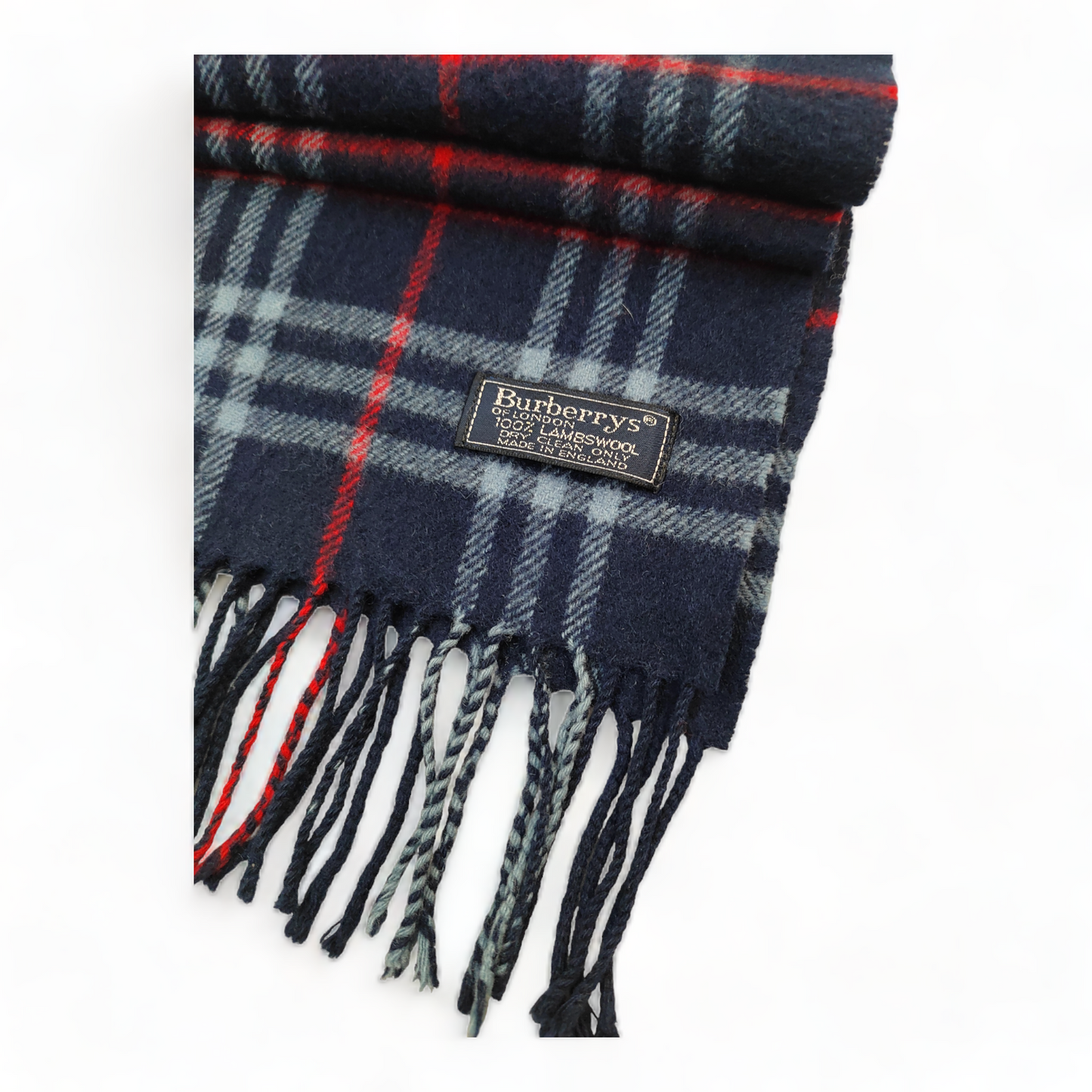 Burberry Scarf Lambswool Nova Check Blue London Made In England