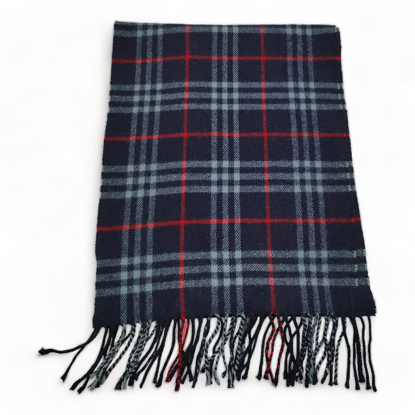 Burberry Scarf Lambswool Nova Check Blue London Made In England