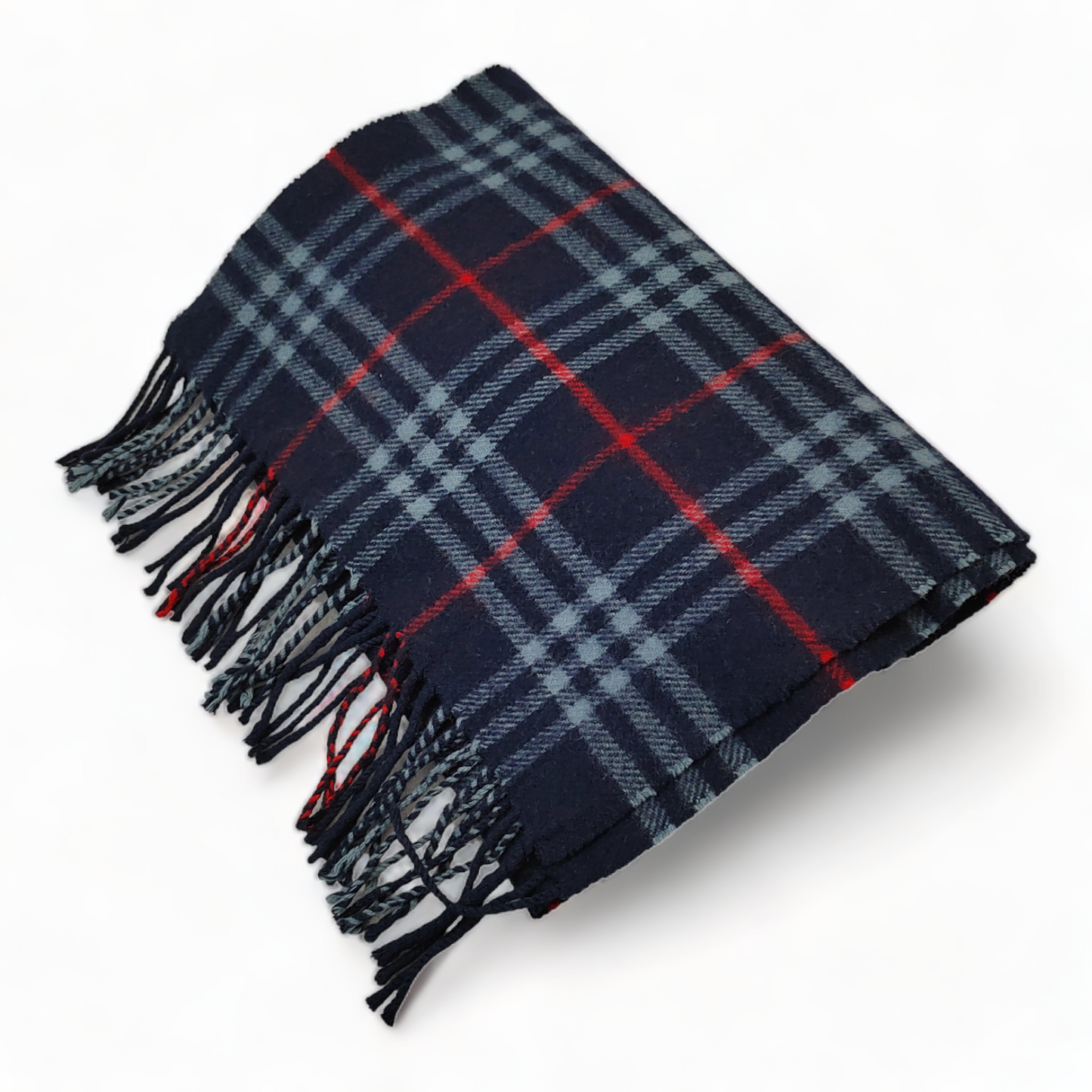 Burberry Scarf Lambswool Nova Check Blue London Made In England