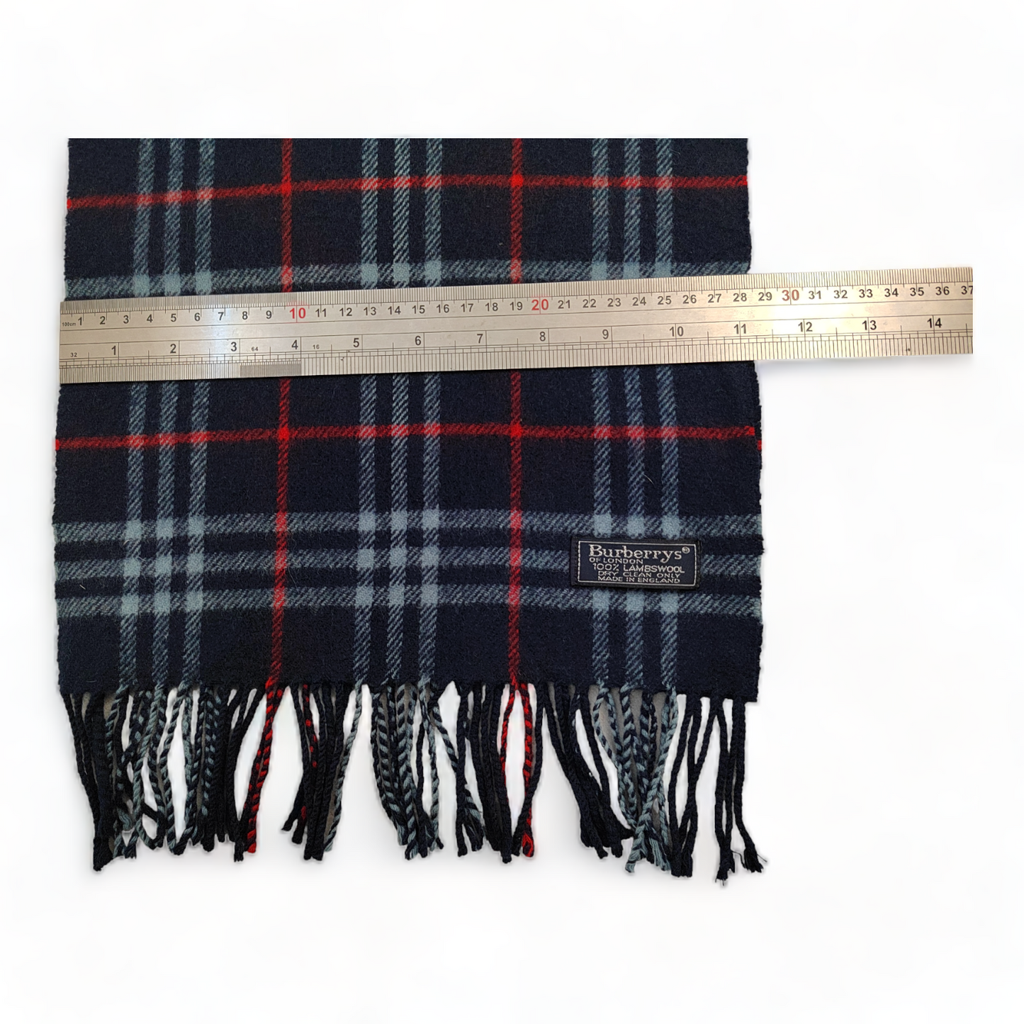 Burberry Scarf Lambswool Nova Check Blue London Made In England