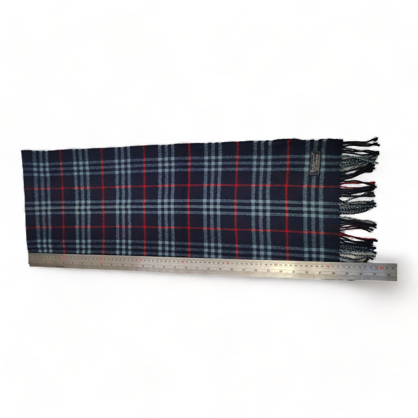 Burberry Scarf Lambswool Nova Check Blue London Made In England