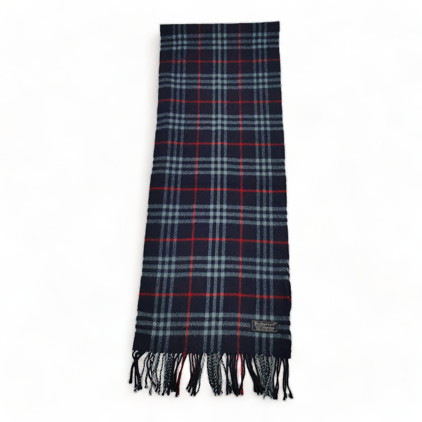 Burberry Scarf Lambswool Nova Check Blue London Made In England