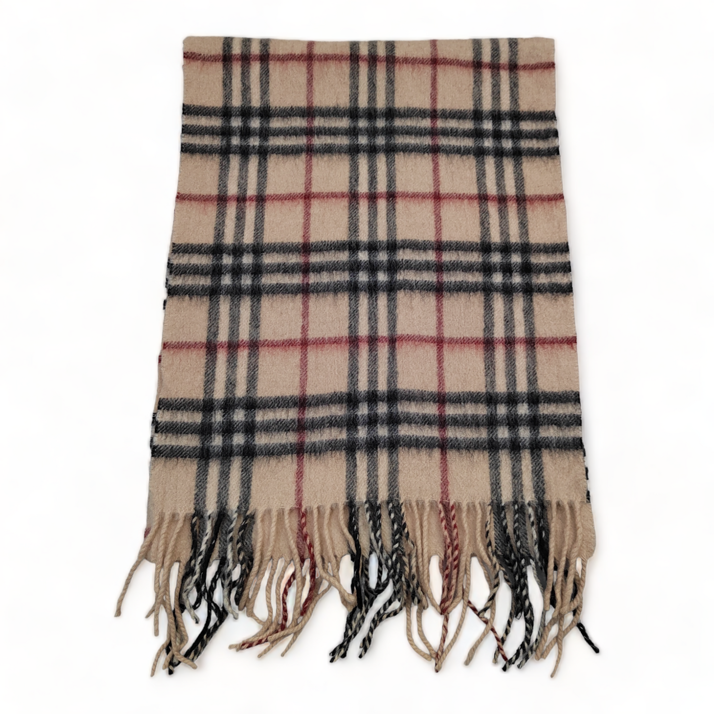 Burberry Scarf Cashmere Nova Check Beige London Made In England