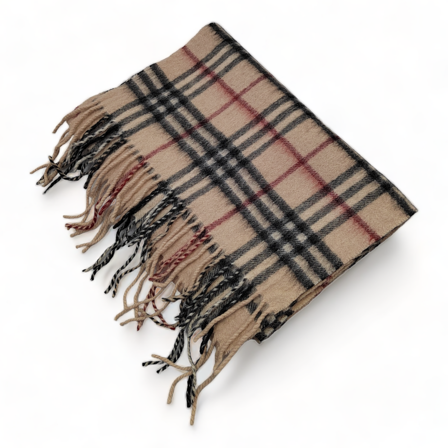 Burberry Scarf Cashmere Nova Check Beige London Made In England