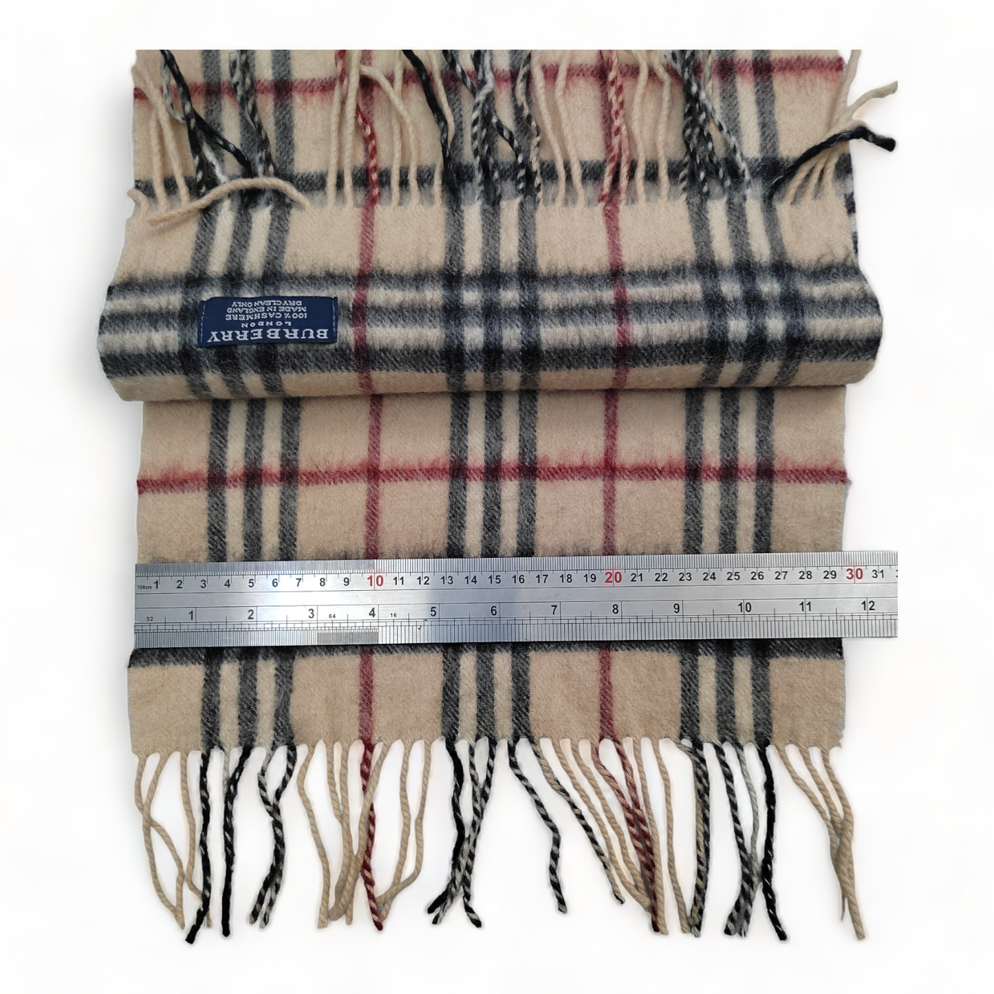 Burberry Scarf Cashmere Nova Check Beige London Made In England